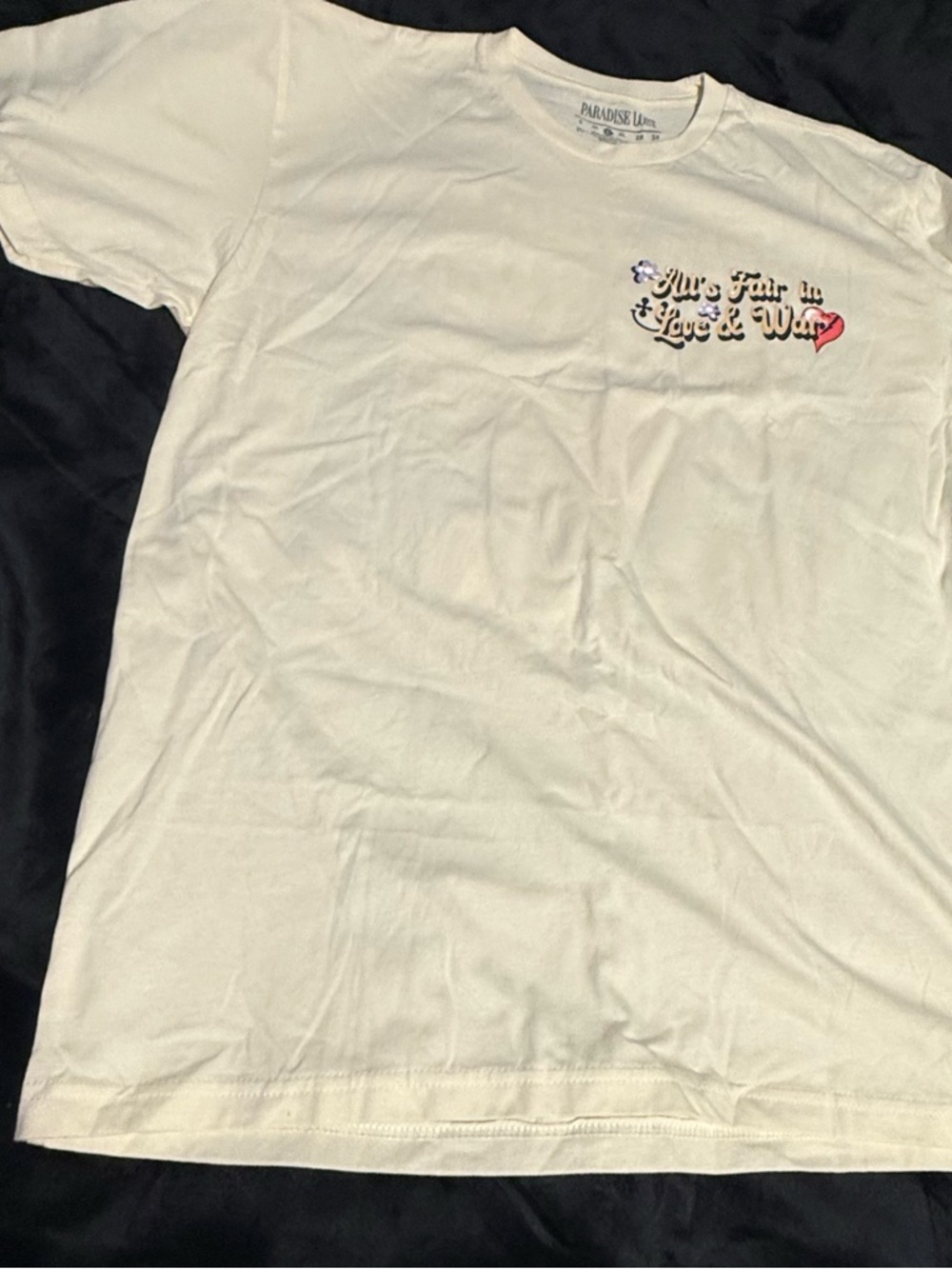 Paradise Lost. 'All's Fair in Love & War' Cream Tee men’s Large . E12